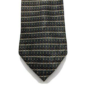 Rooster Geometric Silk Necktie, Dark Green